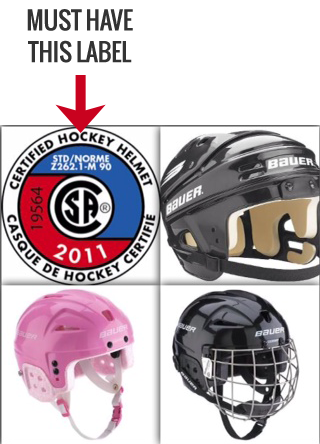 CSA-approved hockey helmets